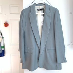 brand new Zara Linen Blazer Blue Grey